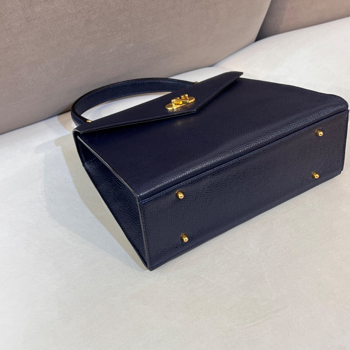 Valentino Garavani Vintage Navy Leather Top Handle Bag