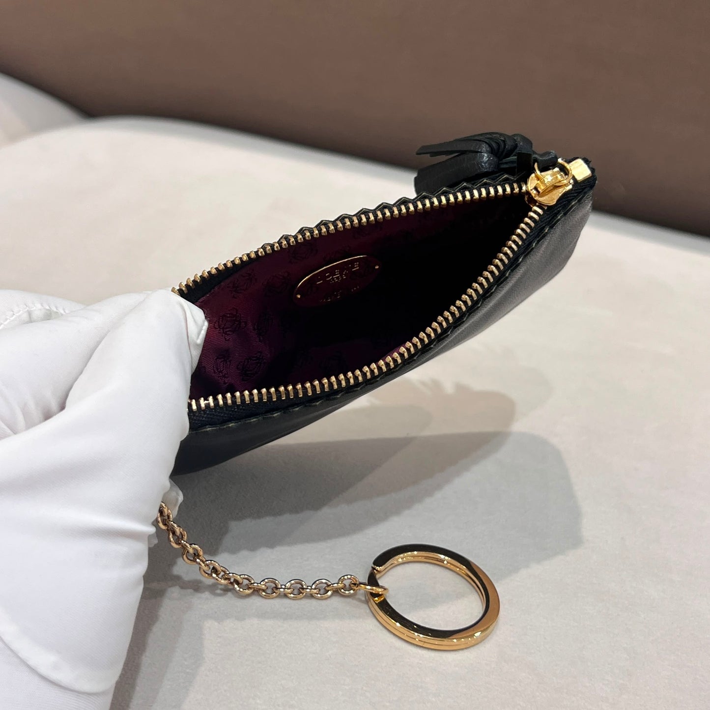 Loewe Vintage Black Nappa Leather Anagram Coin Pouch Key Case