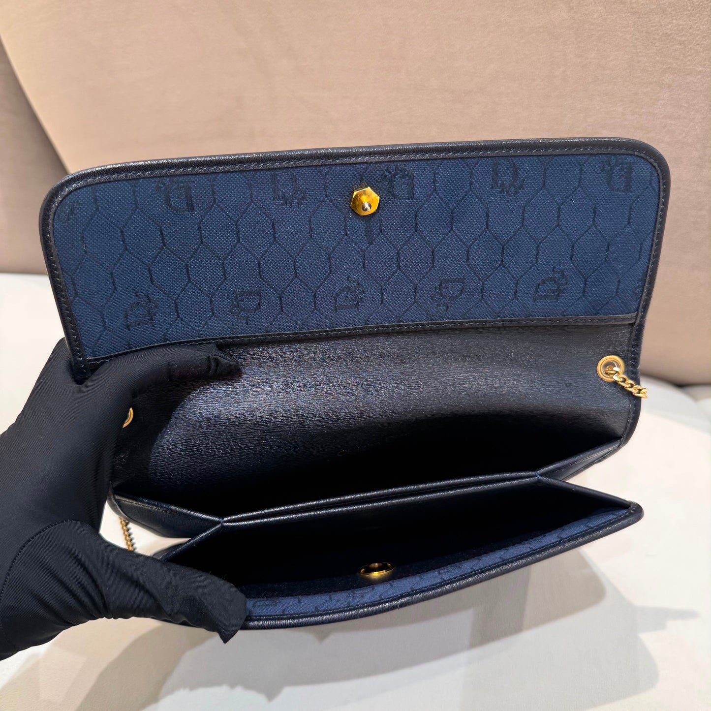 Christian Dior Vintage Black Leather Chain Shoulder Bag