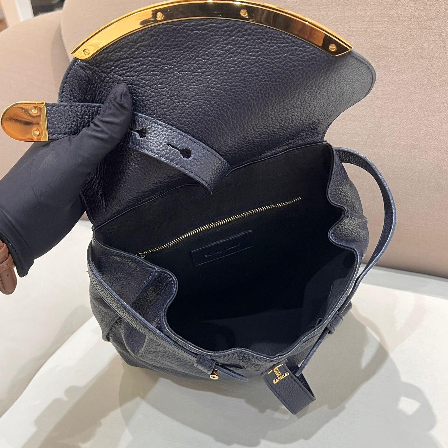 See By Chloé Vintage Black Leather Curved Hardware Backpack