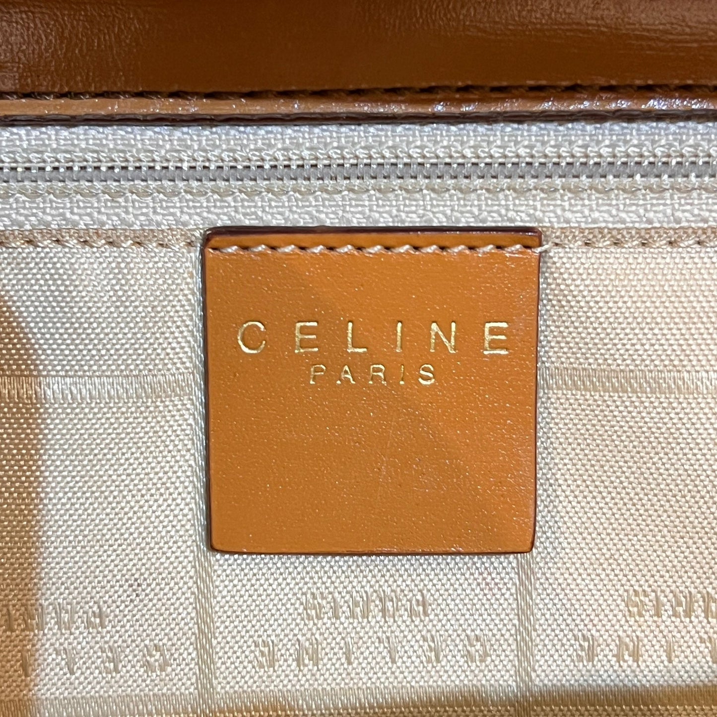 Celine Vintage Crocodile Embossed Circle Handle Bag