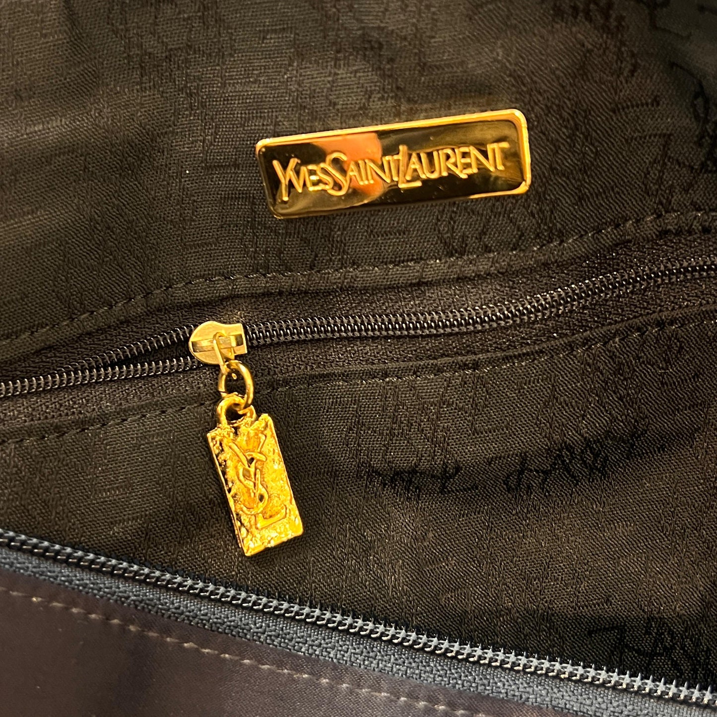 Yves Saint Laurent Vintage Navy Nylon Boston Bag