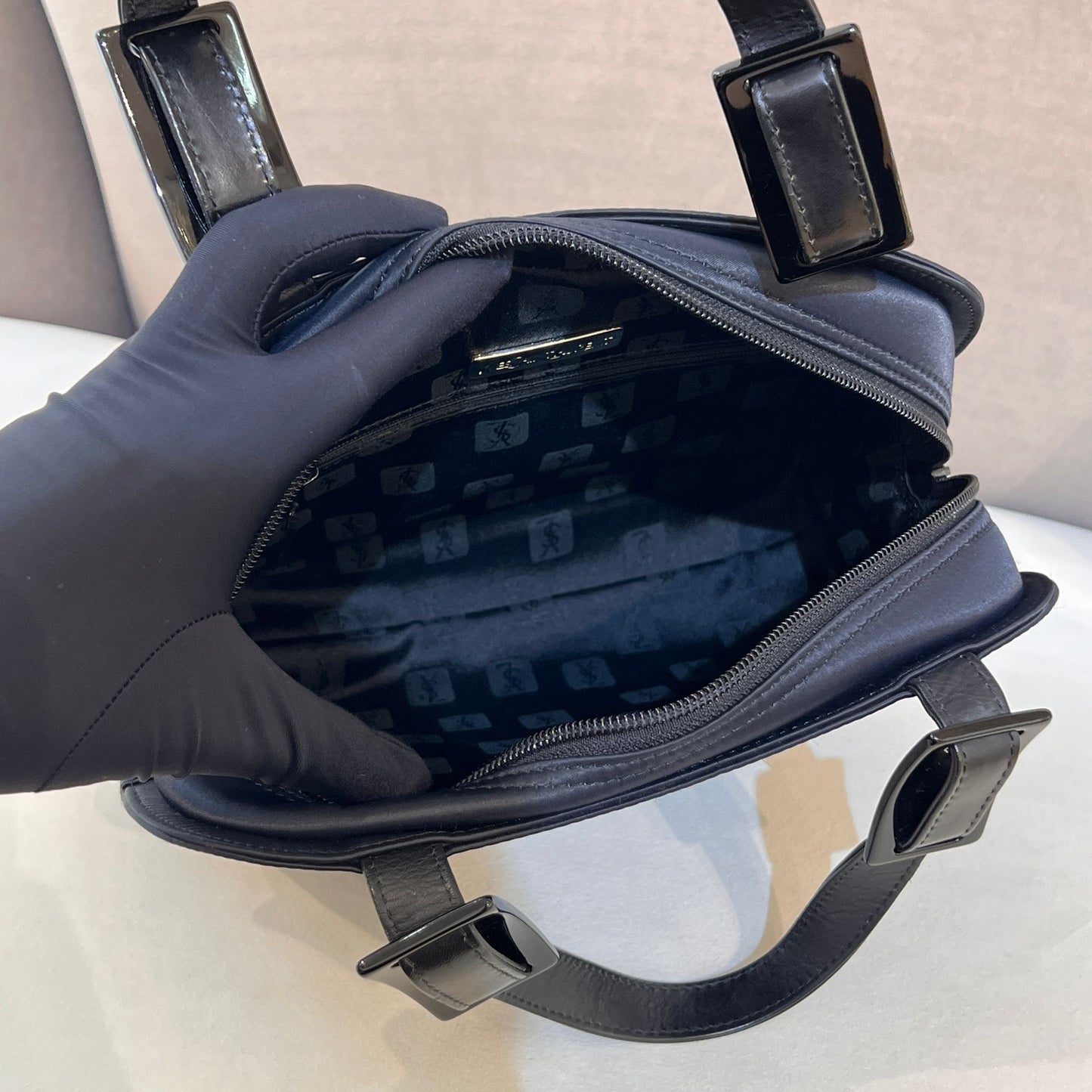 Yves Saint Laurent Vintage Black Nylon Top Handle Bag