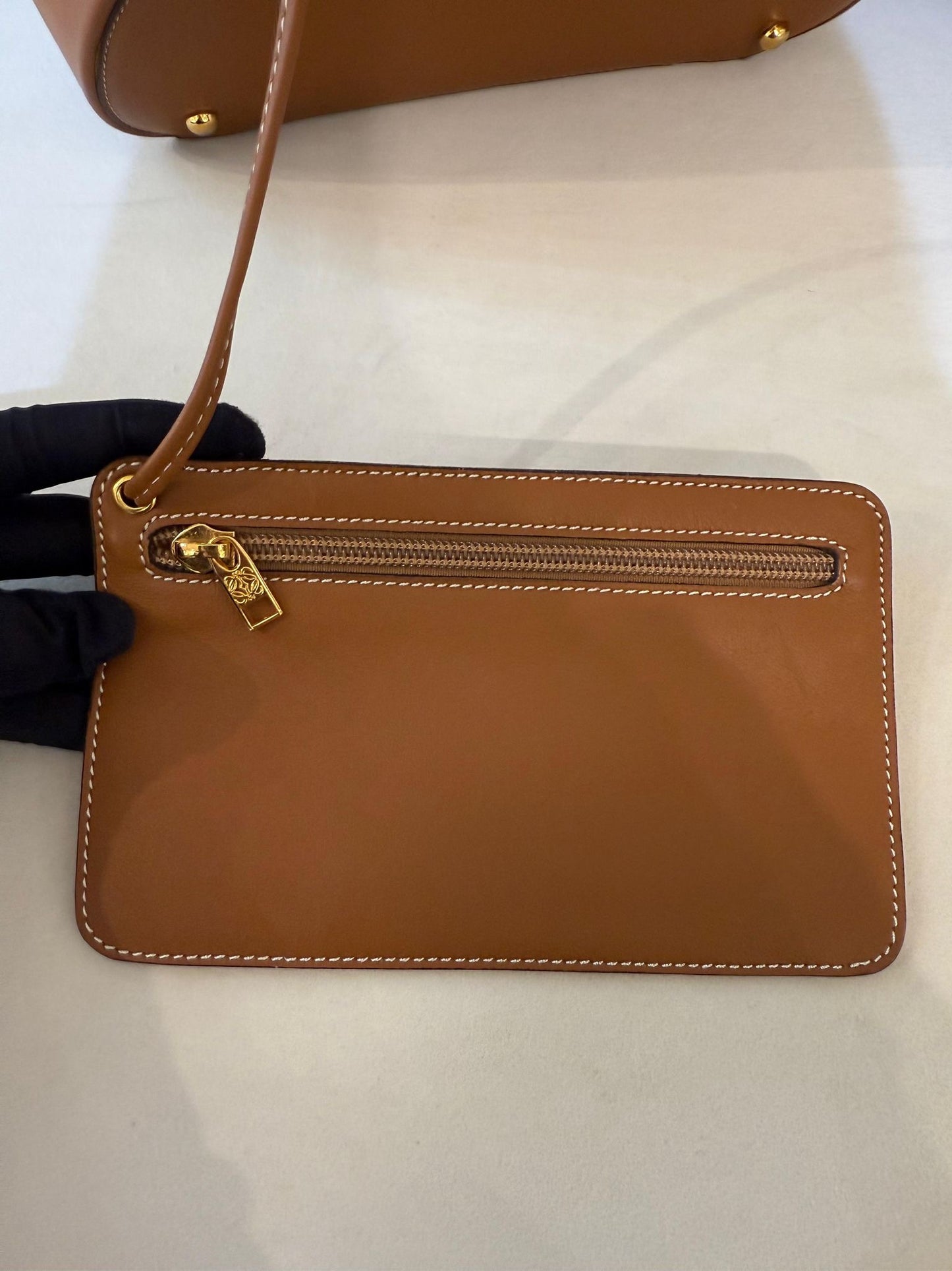 Loewe Vintage Tan Leather Backpack With Pouch