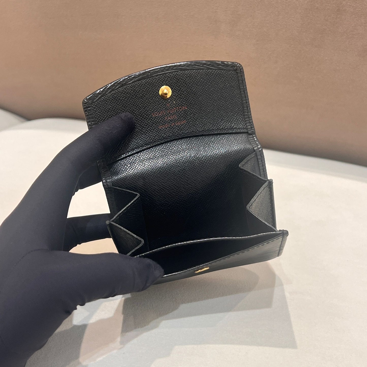 Louis Vuitton Vintage Epi Leather Black Flap Card Holder Wallet