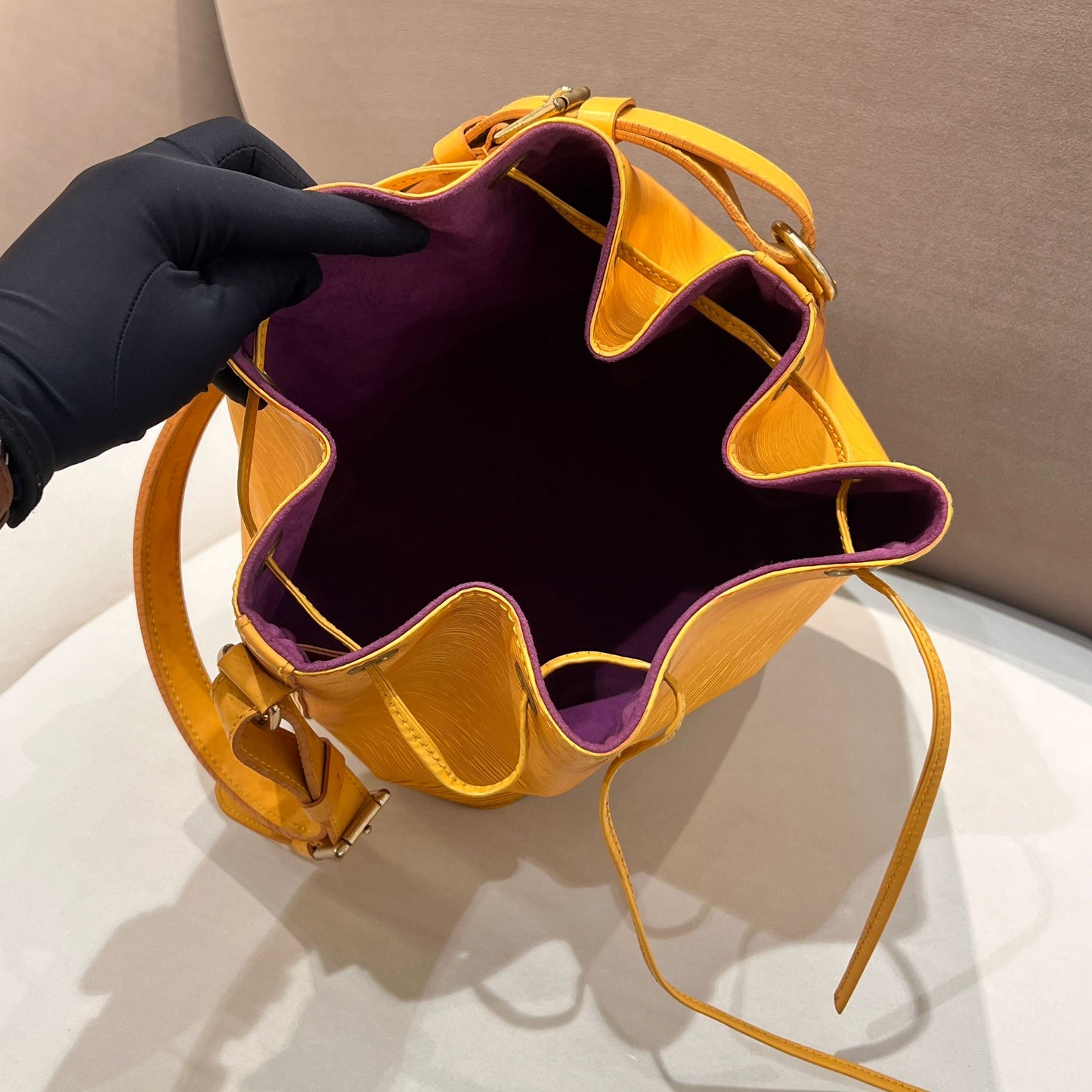 Louis Vuitton Vintage Epi Petit Noe Yellow Leather Shoulder Bag