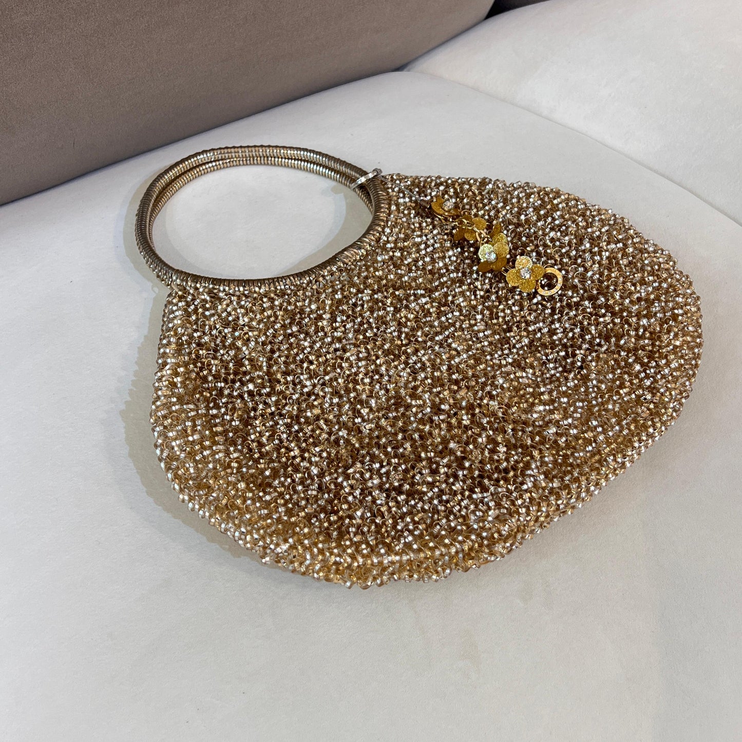Anteprima Vintage Golden Wire Knit Round Handle Handbag