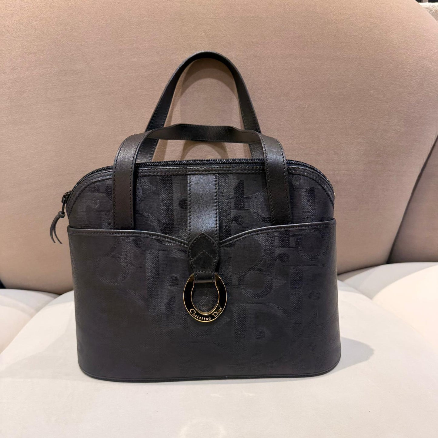 Christian Dior Vintage Black Trotter Jacquard Tote Bag – detail view 10
