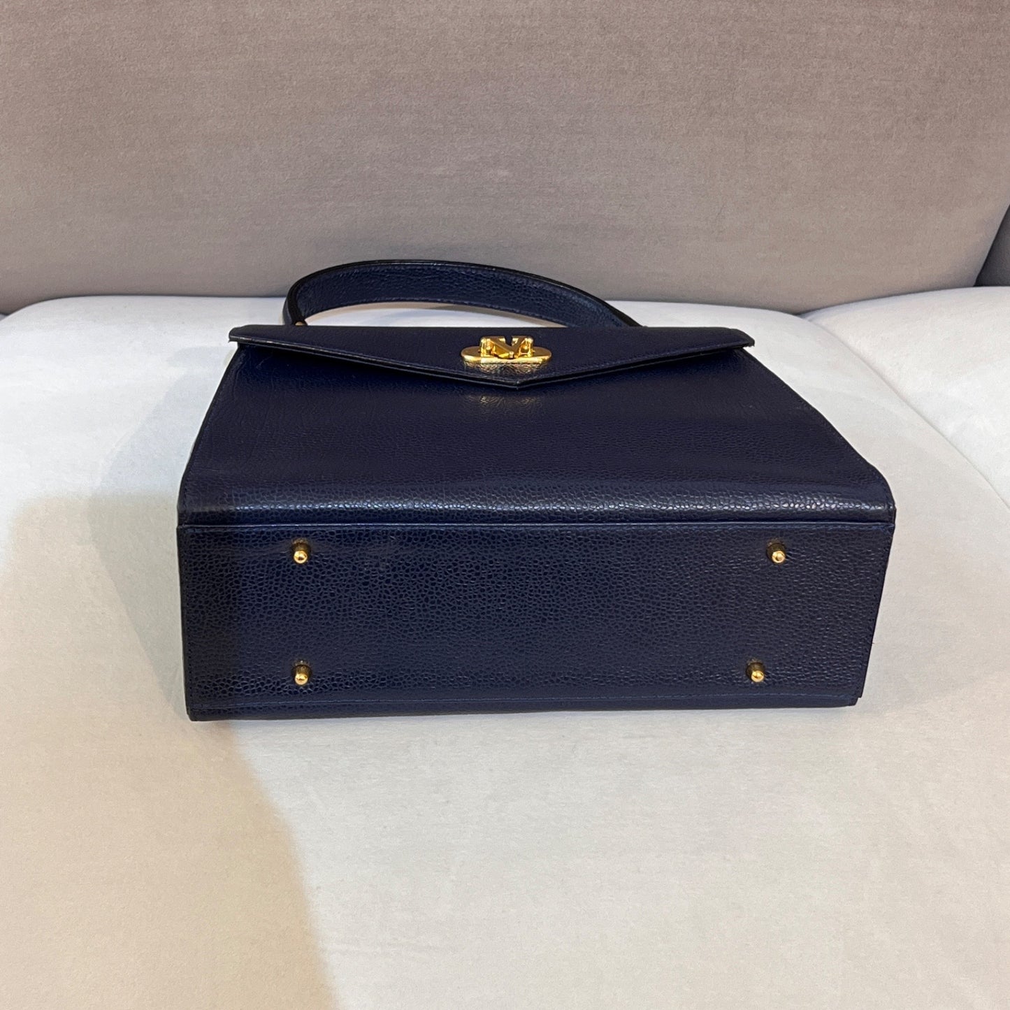 Valentino Garavani Vintage Navy Leather Top Handle Bag