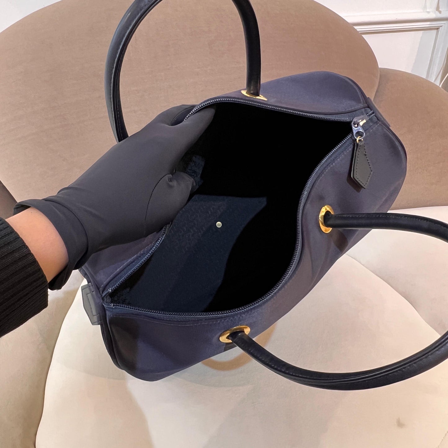 Yves Saint Laurent Vintage Navy Nylon Boston Bag
