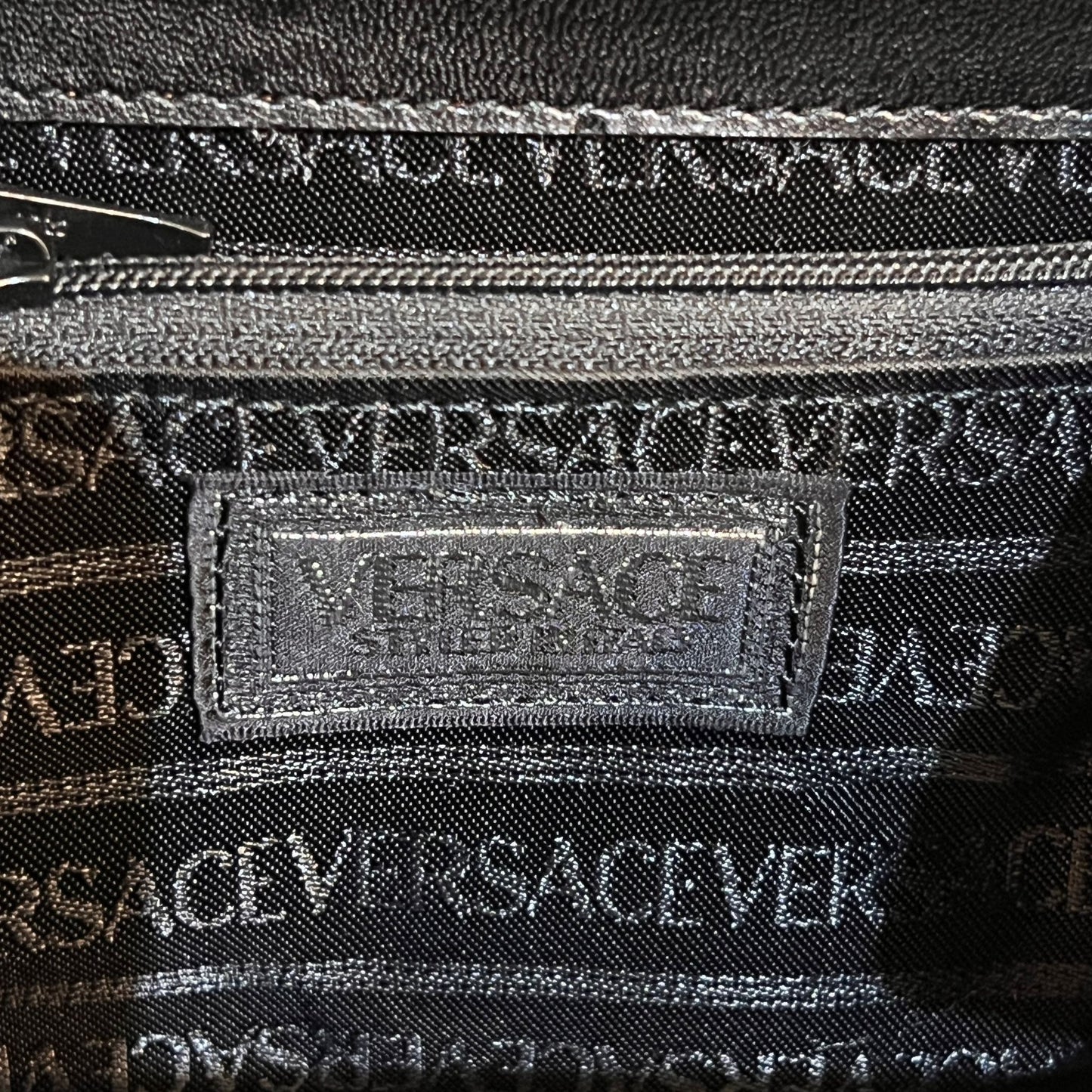 Versace Vintage Medusa Black Patent Vanity Box Bag