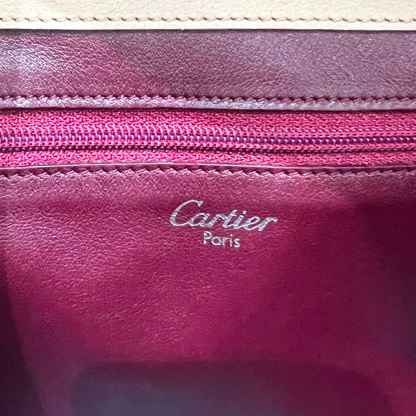 Cartier Vintage Beige Cabochon Leather Flap Handbag