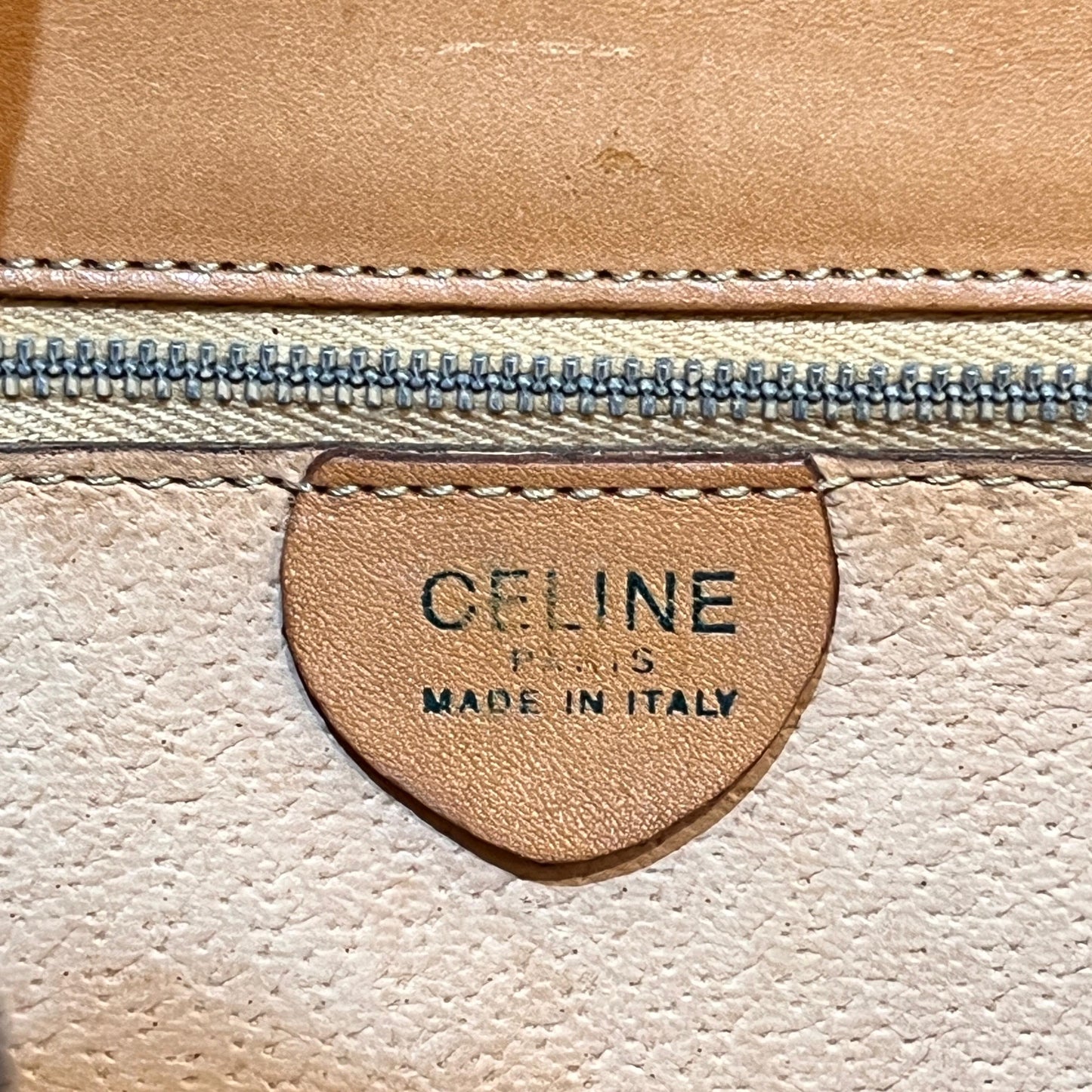 Celine Vintage Macadam Canvas Brown Leather Top Handle Bag