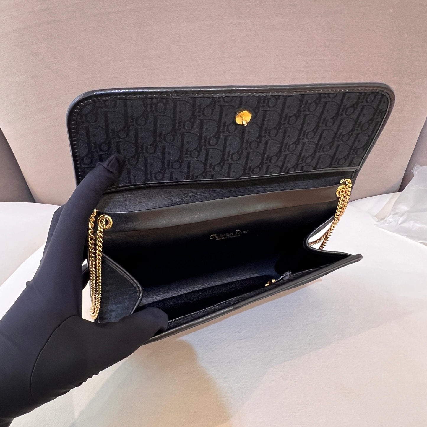 Christian Dior Vintage Trotter Chain Black Shoulder Bag