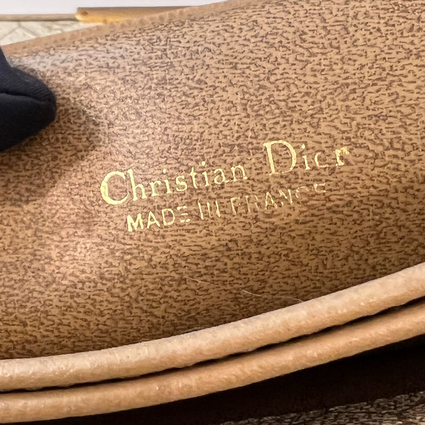 Christian Dior Vintage Honeycomb Beige Leather Chain Shoulder Bag