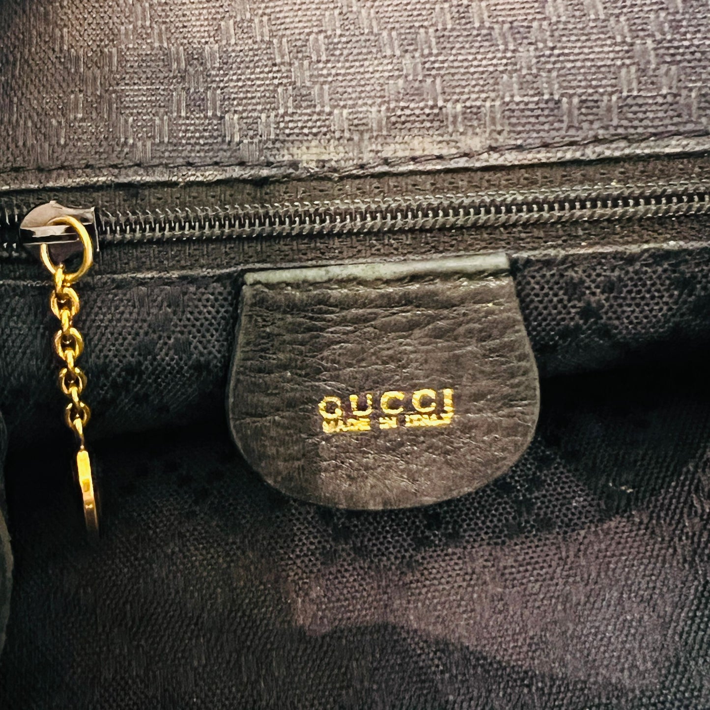 Gucci Vintage Bamboo Turn Lock Black Leather Small Backpack