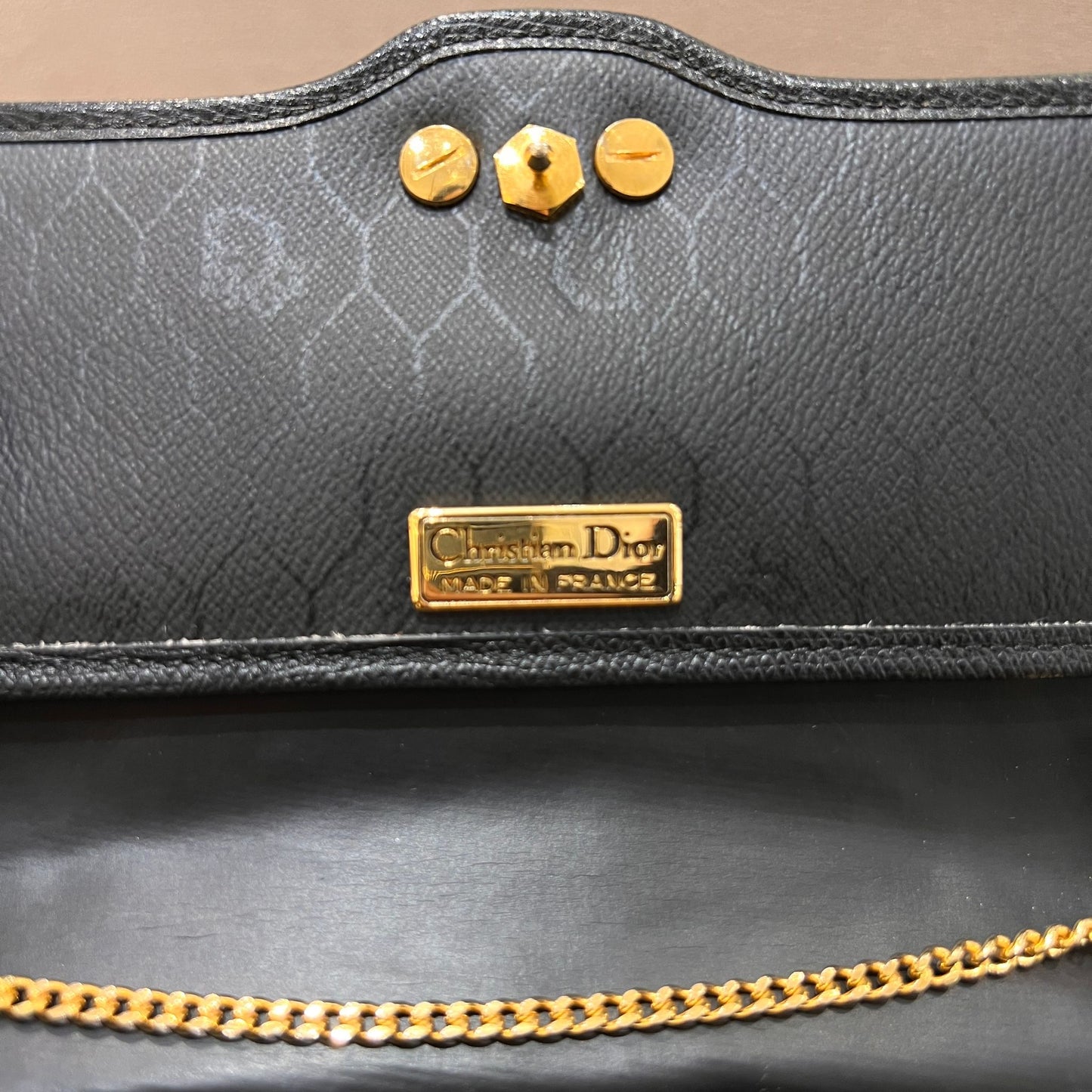 Christian Dior Vintage Black Leather Push-Lock Mini Shoulder Bag