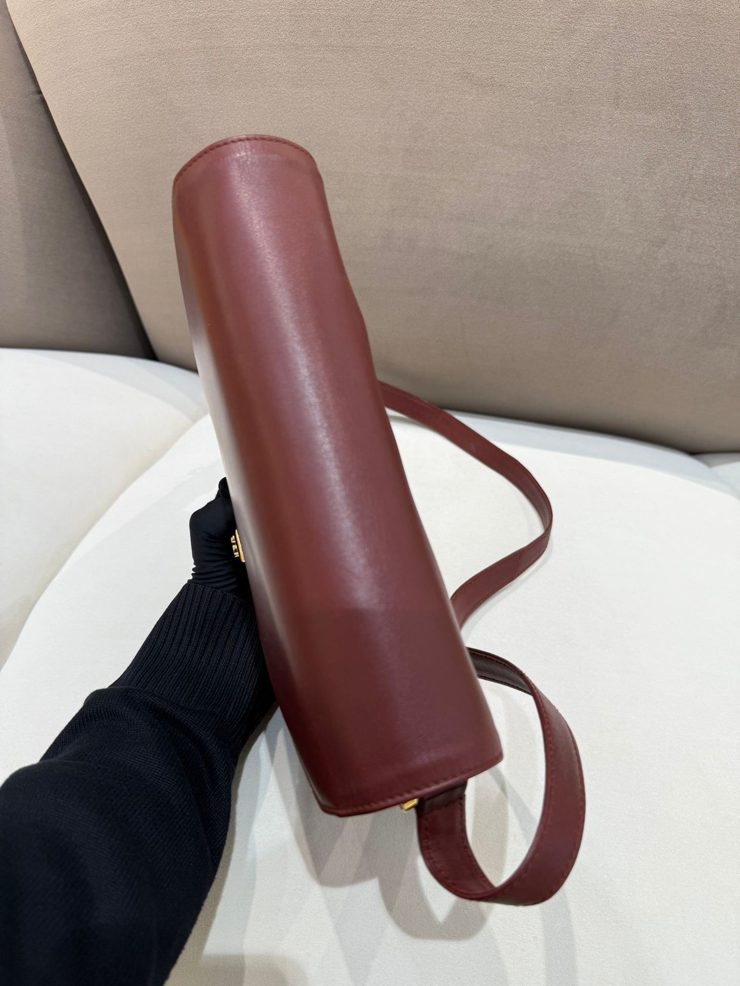 卡地亞復古 Must Line 酒紅色皮革單肩包