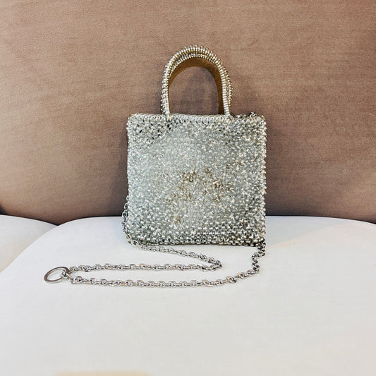Anteprima  Mini Square Wire 2-Way Chain Silver Handbag