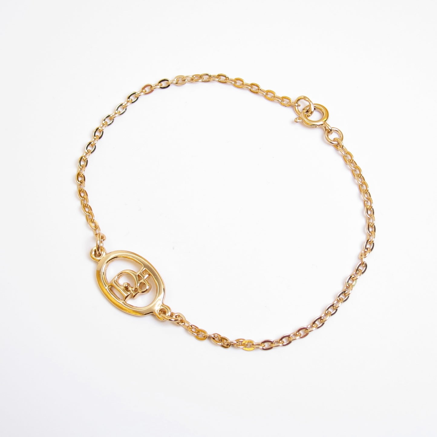 Christian Dior Vintage Dior Logo in Oval Shaped Golden Bracelet