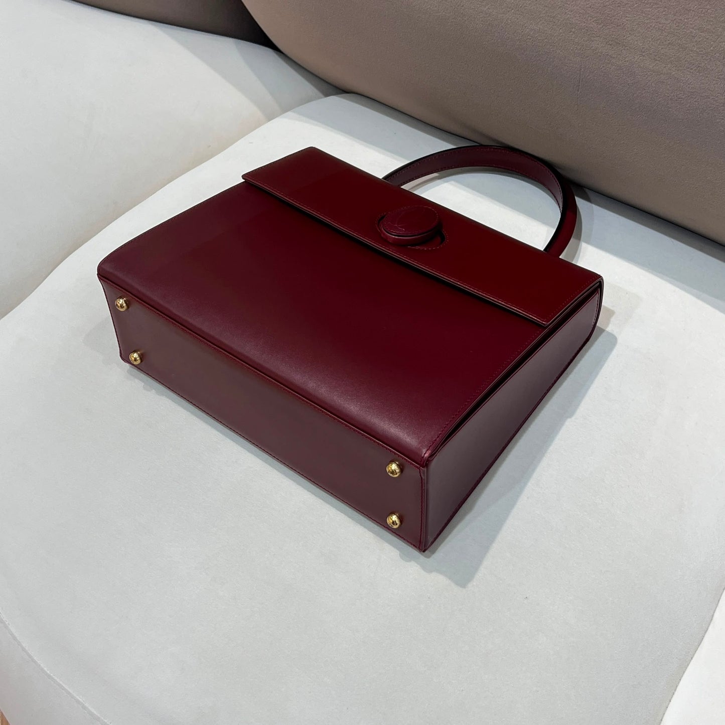 Cartier Vintage Must De Cartier Bordeaux Leather Top Handle Handbag
