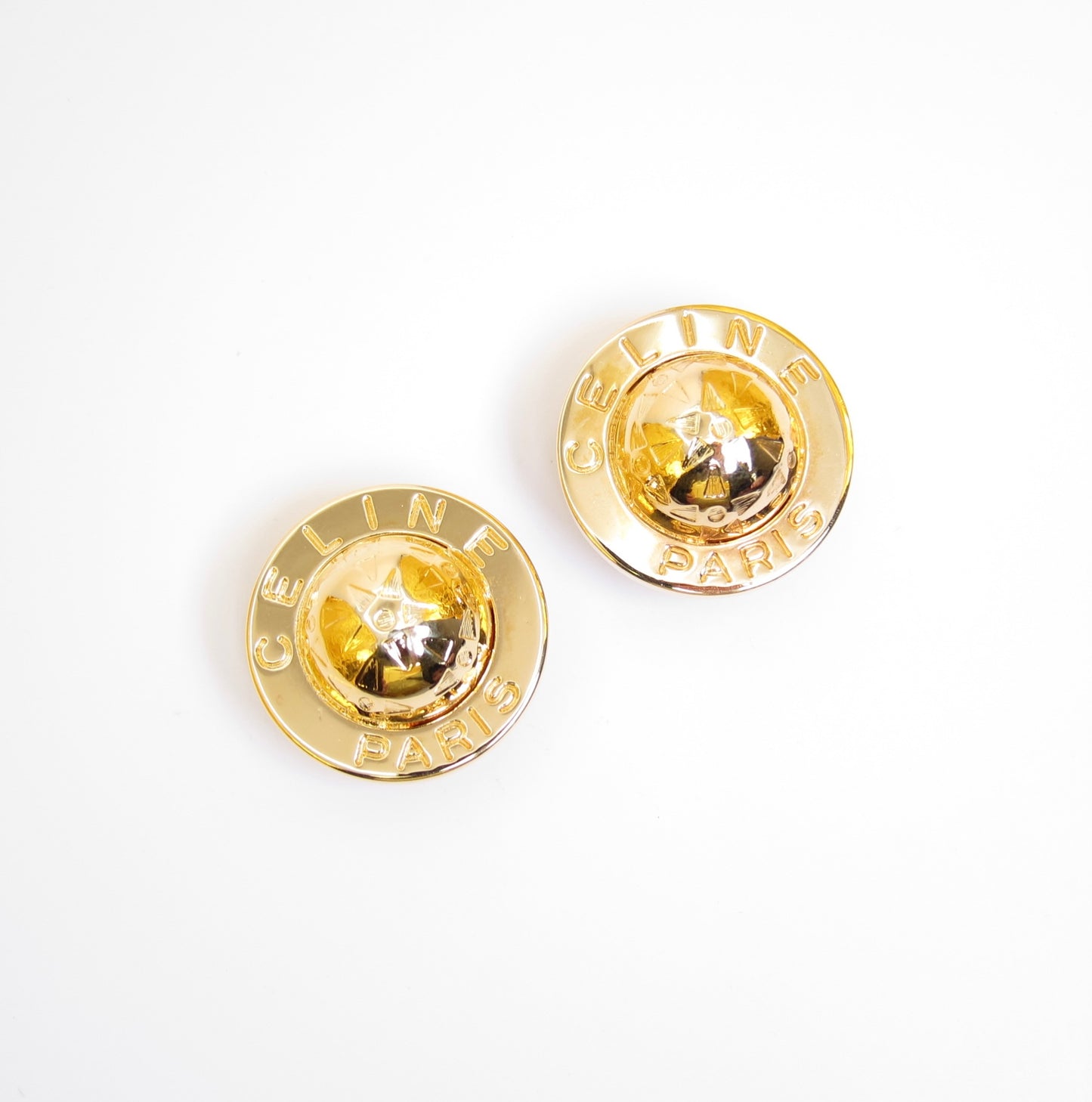 Celine Vintage Star Ball Golden Clip-on Earrings