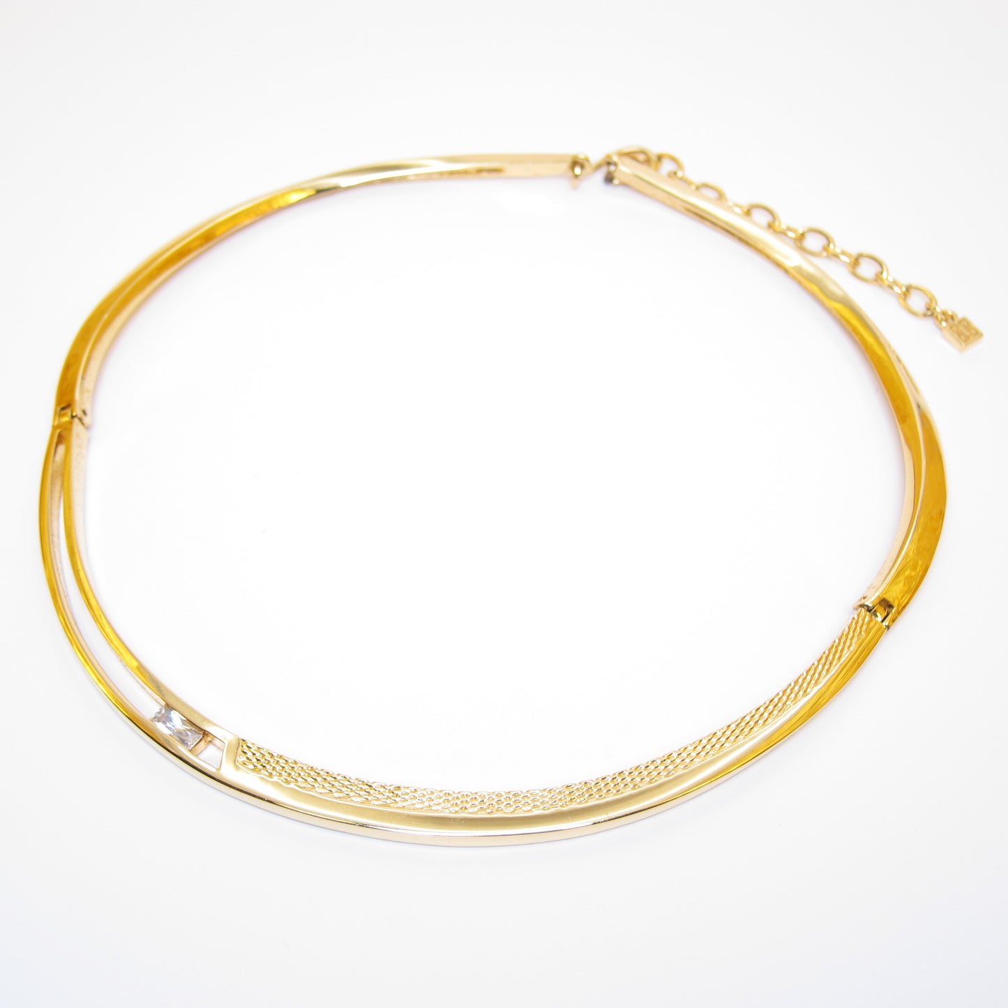 Givenchy Vintage Stylish Rhinestone Golden Choker Necklace