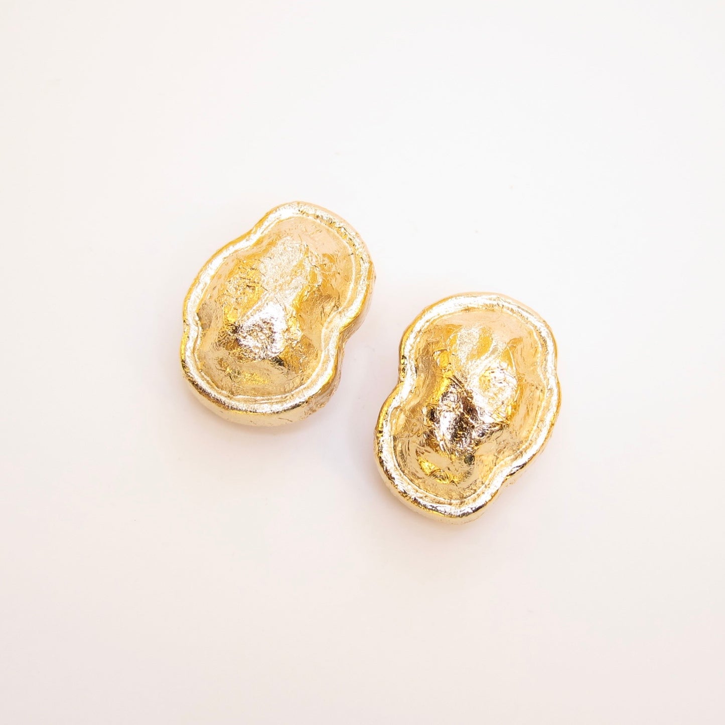 Givenchy Vintage Textured Lava Bean Golden Clip-on Earrings
