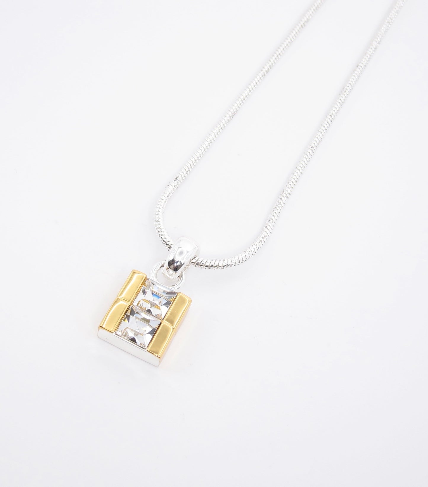 Monet Vintage Two-Tone Geometric Crystal Pendant Necklace