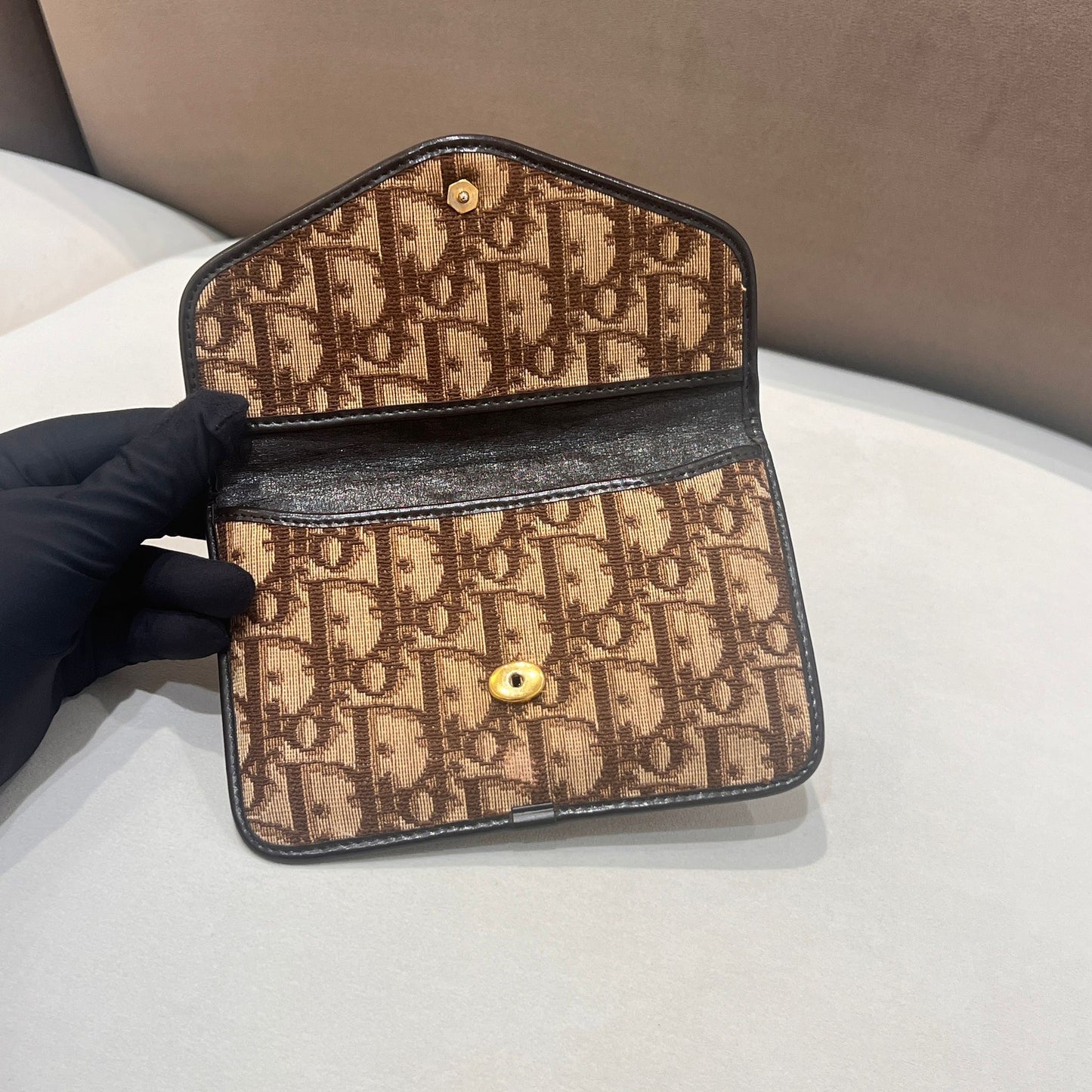 Christian Dior Vintage Trotter Monogram Canvas Brown Envelope Pouch Clutch