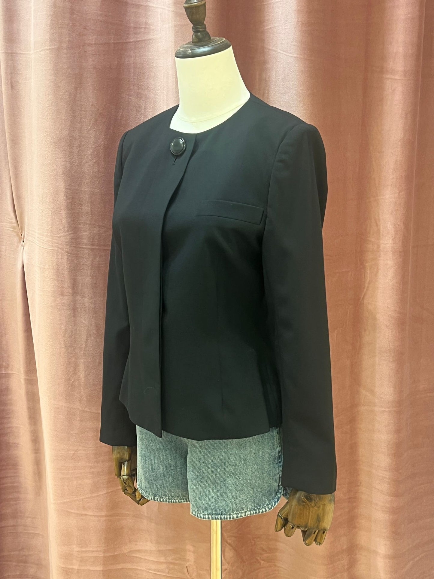 Christian Dior Vintage Black Round Neck Wool Blazer
