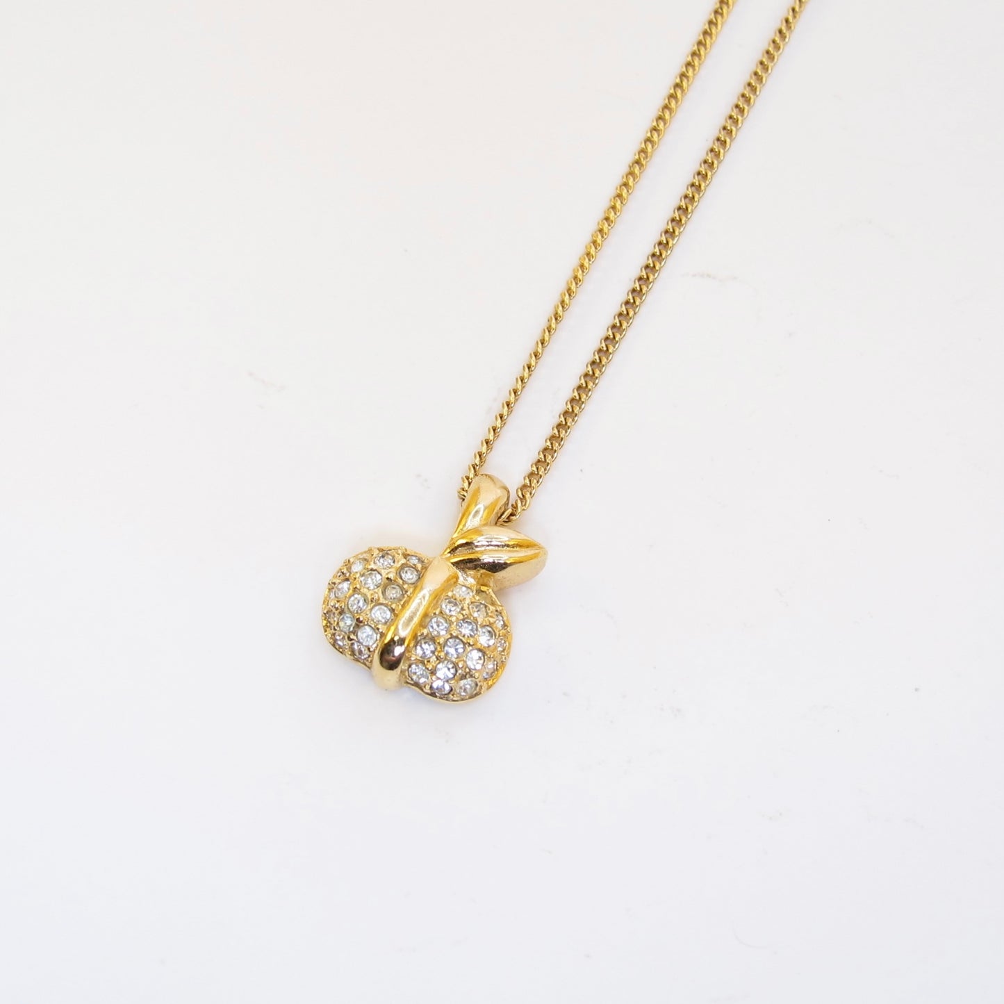 Christian Dior Vintage Apple Motif with Rhinestone Golden Necklace