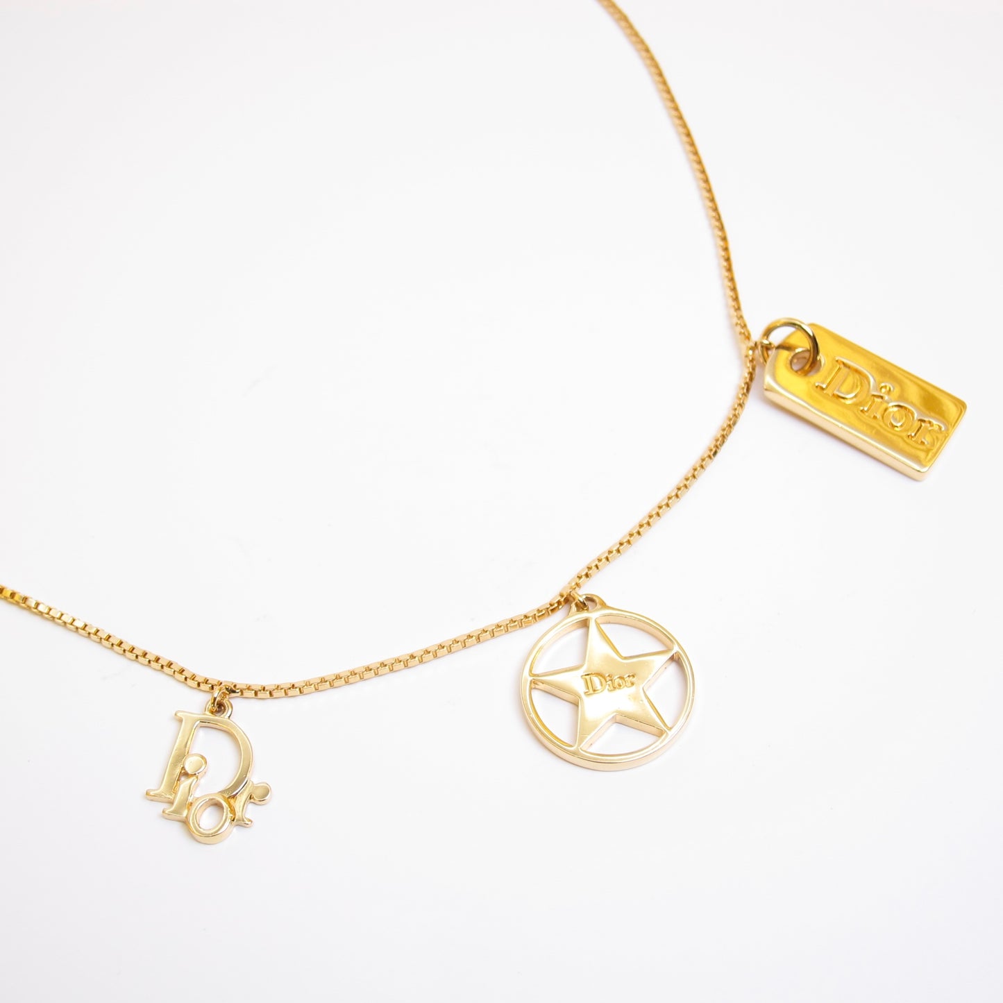 Christian Dior Vintage Dior Logo Charm Golden Necklace