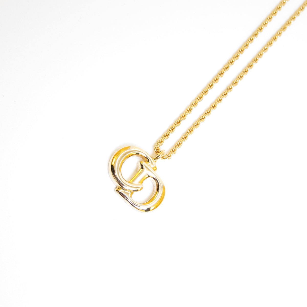 Christian Dior Vintage Interlocking CD Logo Gold-Tone Necklace