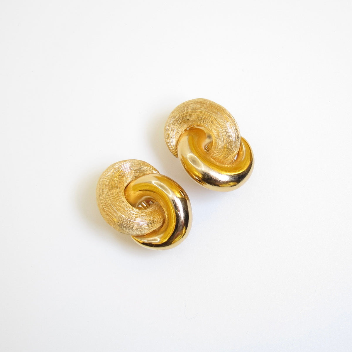 Christian Dior Vintage Twisted Half-Hoop Gold-Tone Clip-On Earrings