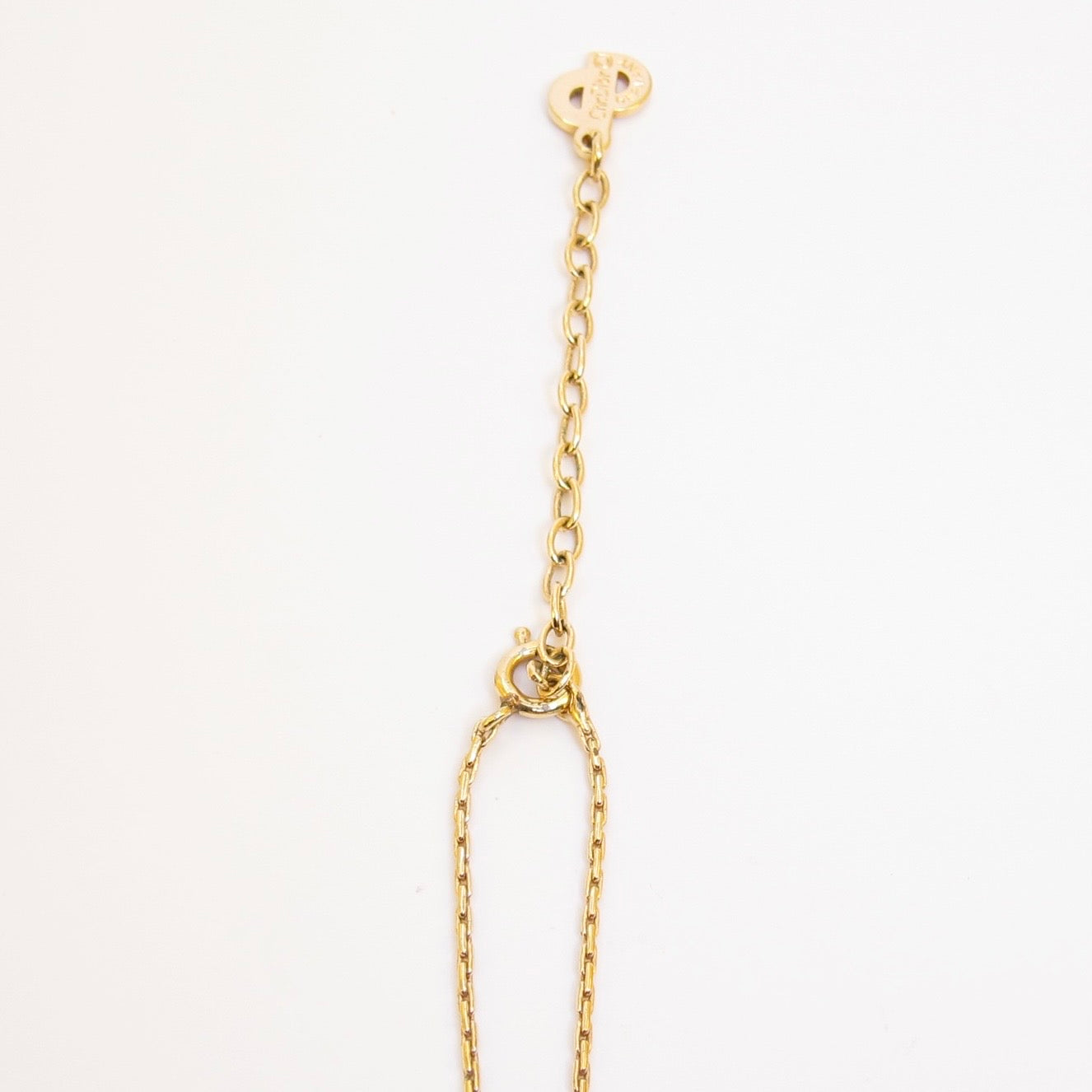 Christian Dior Vintage Two Tone Circle Pendant Golden Necklace