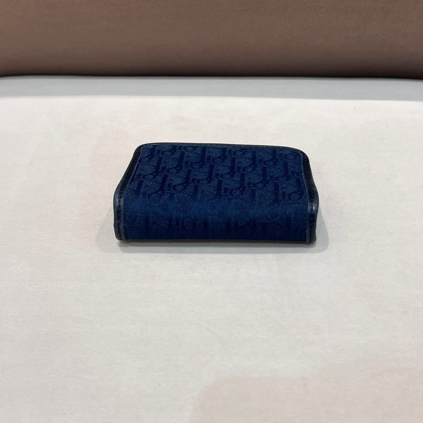 Christian Dior Vintage Trotter Oblique Kiss Lock Coin Purse Navy