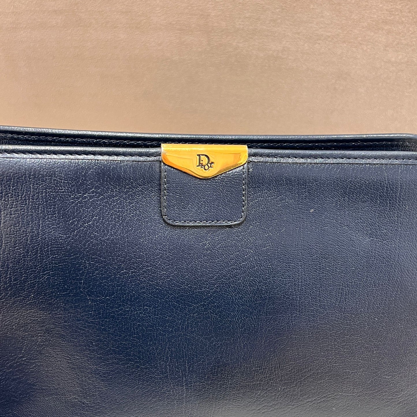 Christian Dior Vintage Navy Leather Shoulder Bag