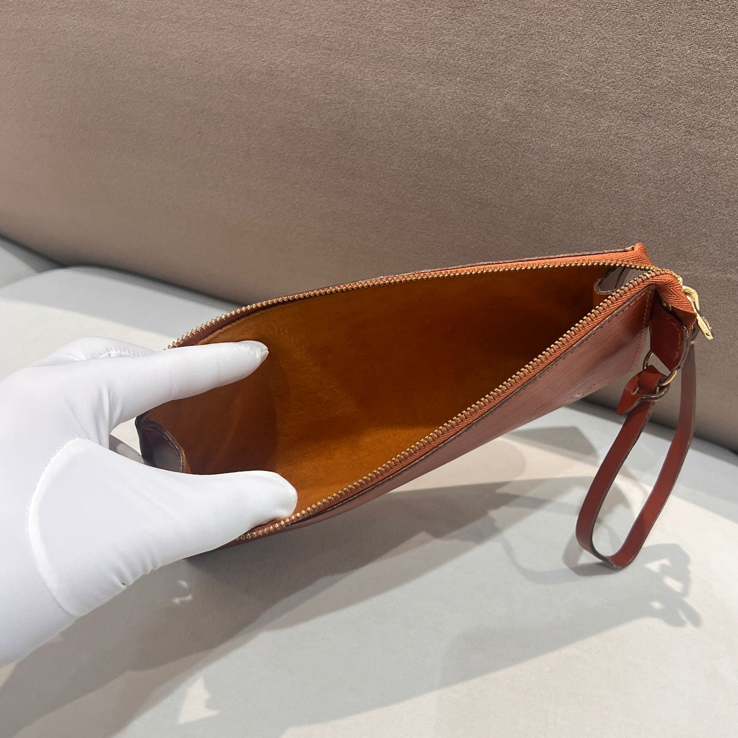 Louis Vuitton Vintage Epi Leather Cognac Slim Pochette Shoulder Bag