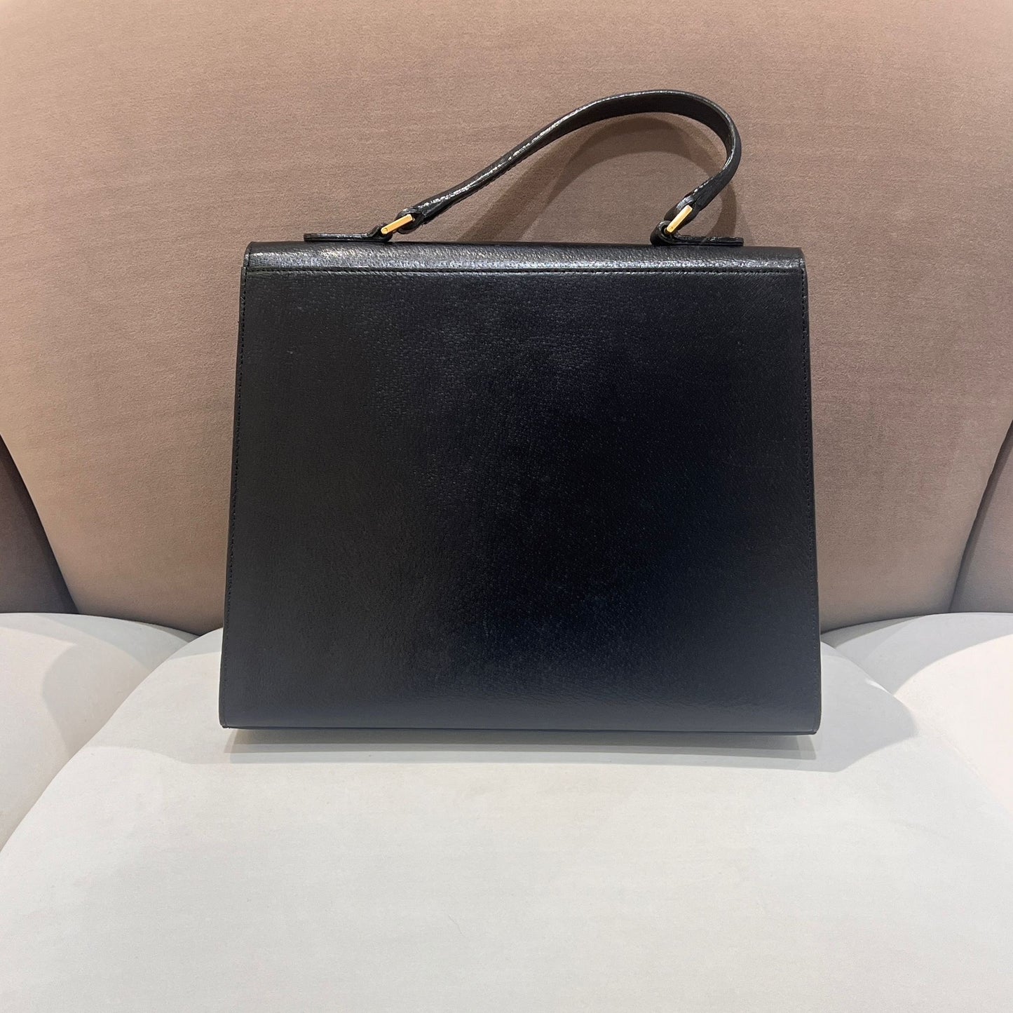 Valentino Garavani Vintage Smooth Leather Black Top Handle Handbag