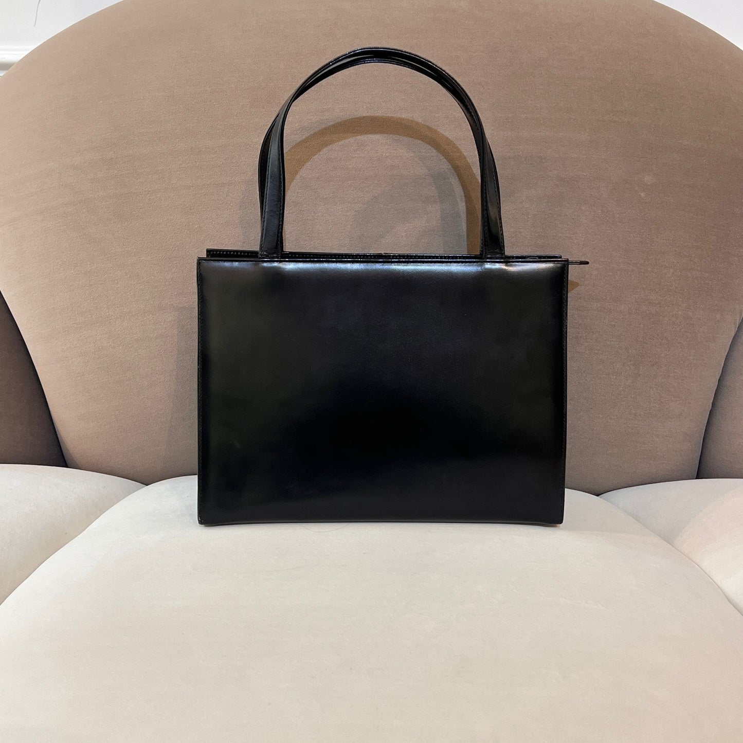 Yves Saint Laurent Vintage Black Leather Handbag With Ysl Logo Hardware