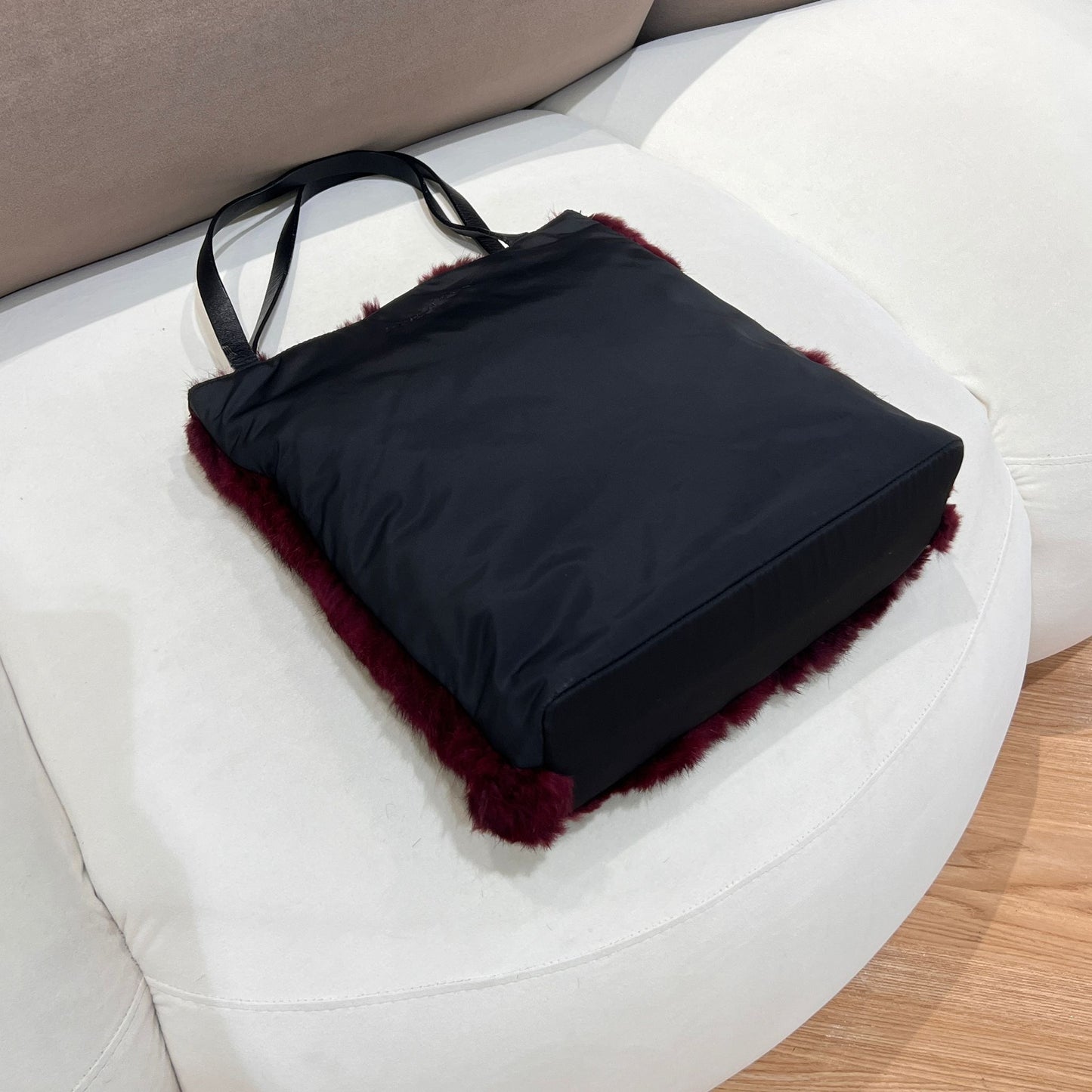 Givenchy Vintage Burgundy Fur Tote Handbag