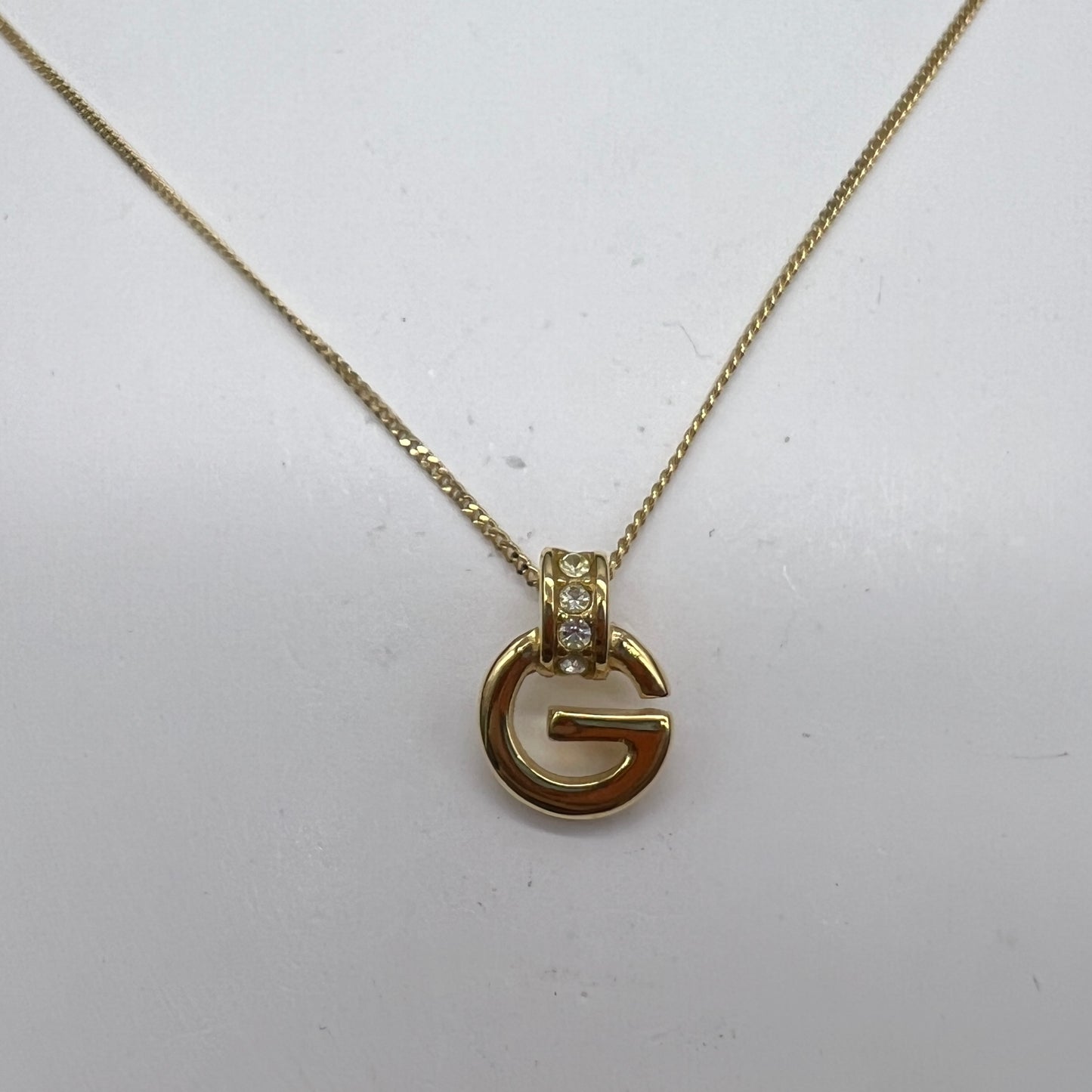 Givenchy Vintage Stylish Golden G Logo with Rhinestone Color Necklace