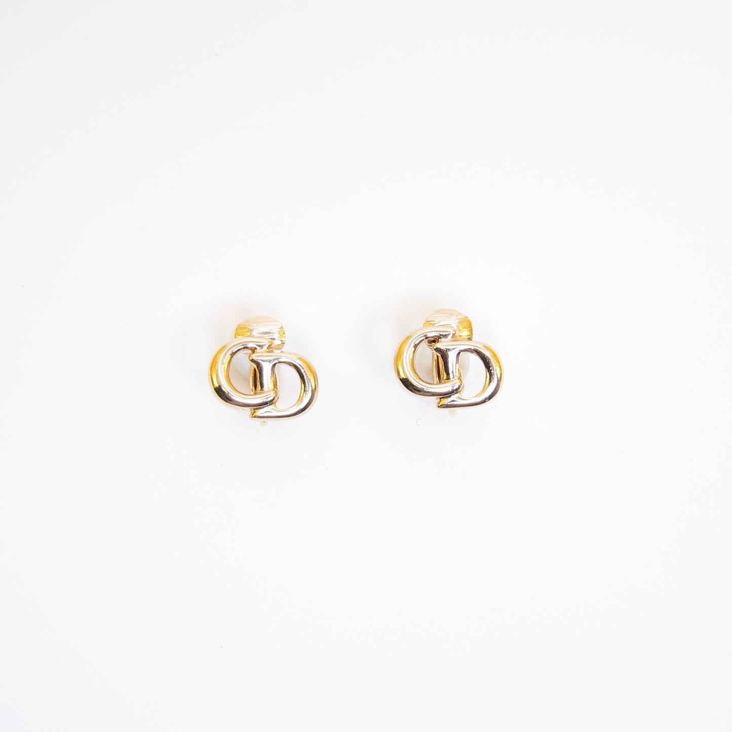 Christian Dior Vintage CD Logo Golden Clip-on Earrings