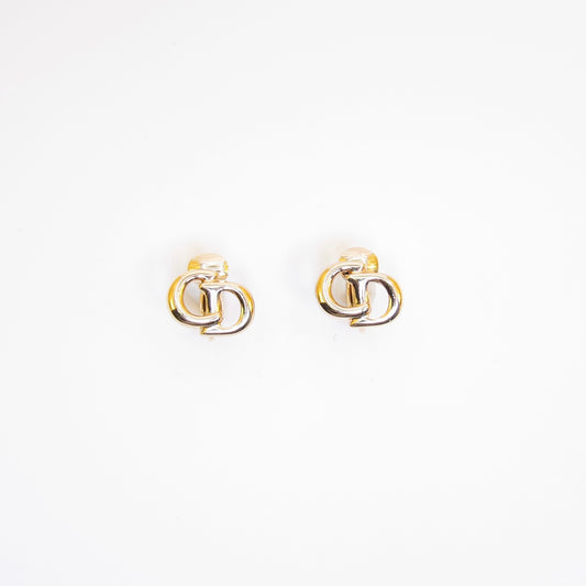 Christian Dior Vintage CD Logo Golden Clip-on Earrings