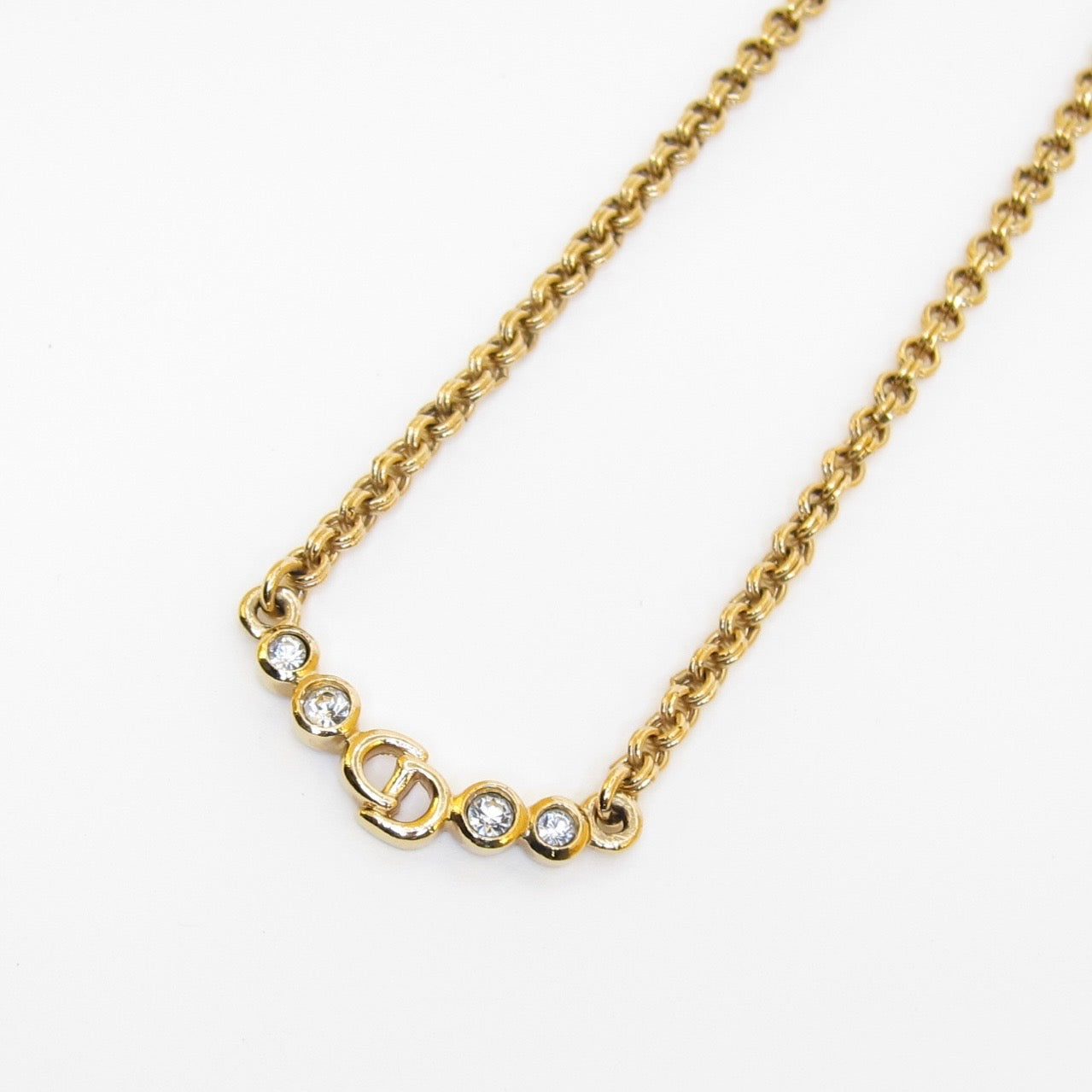 Christian Dior Vintage Four-Crystal CD Necklace