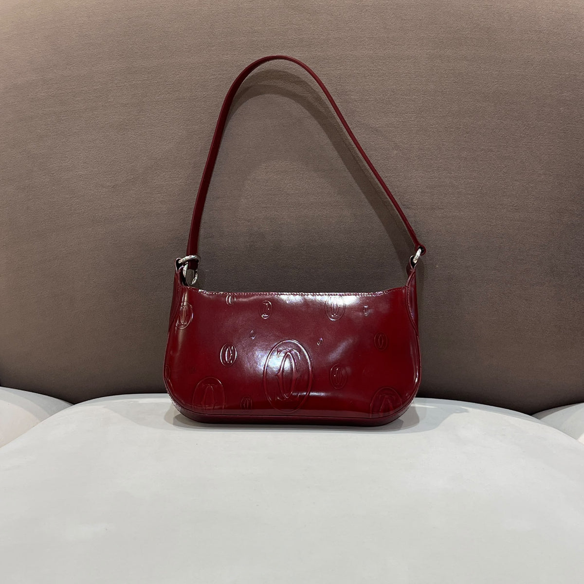 Cartier Vintage Happy Birthday Bordeaux Leather Shoulder Bag