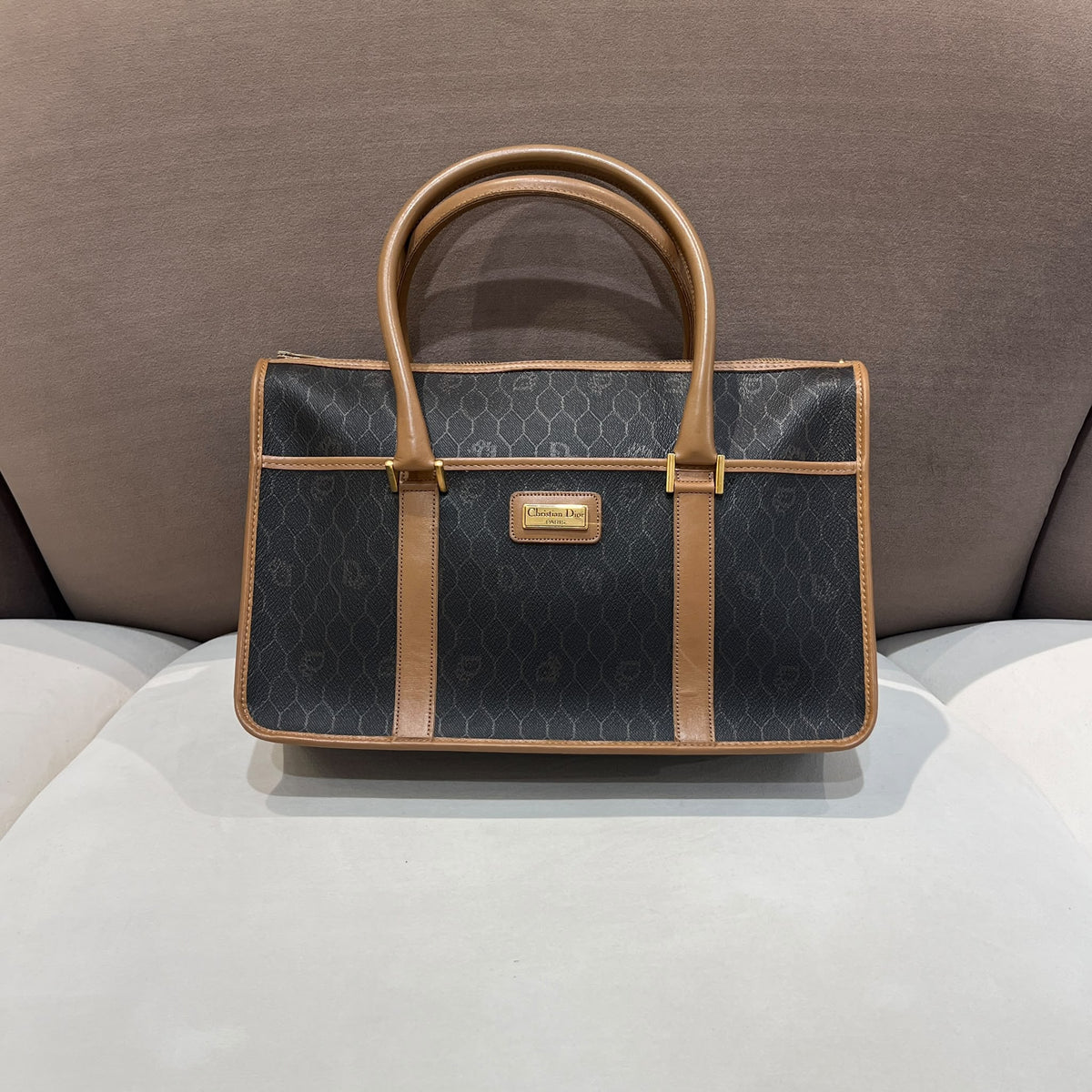 Christian Dior Vintage Honeycomb Canvas Handbag