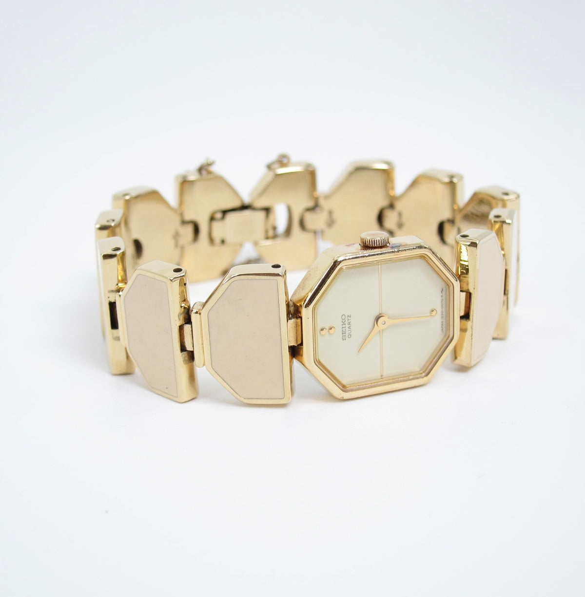 Seiko Vintage Octagon Dial Ivory Enamel Golden Watch