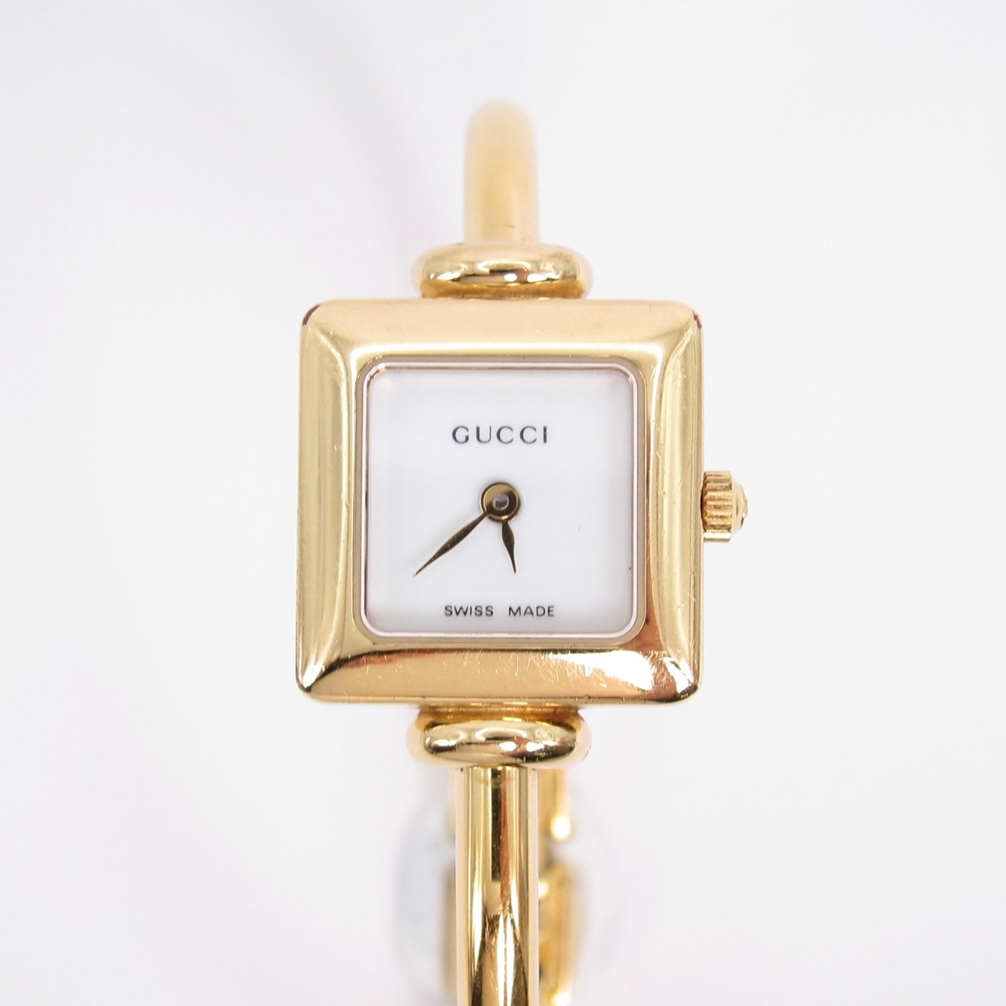 Gucci Vintage Square White Face Golden Bangle Watch